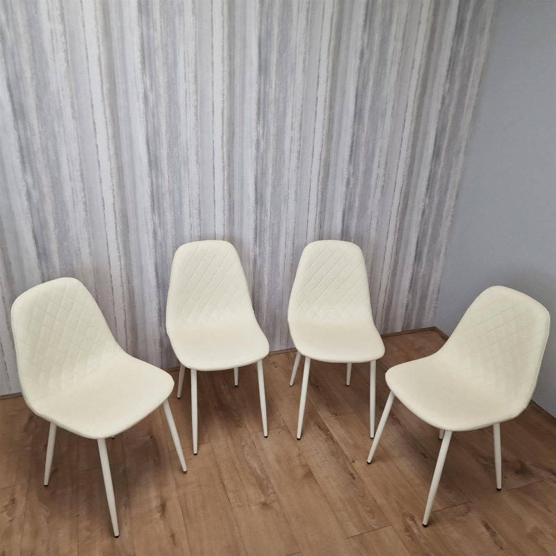 Penarth 44cm H Upholstered Metal Side Chair, Cream, Cream
