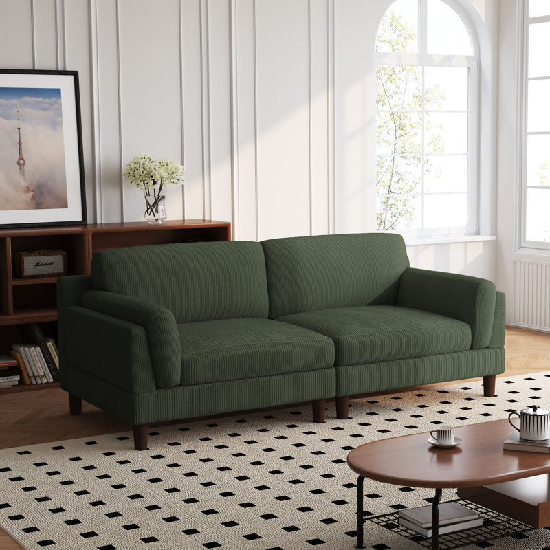 Ainara 90.3'' Square Living Room Sofa, Green Performance Corduroy