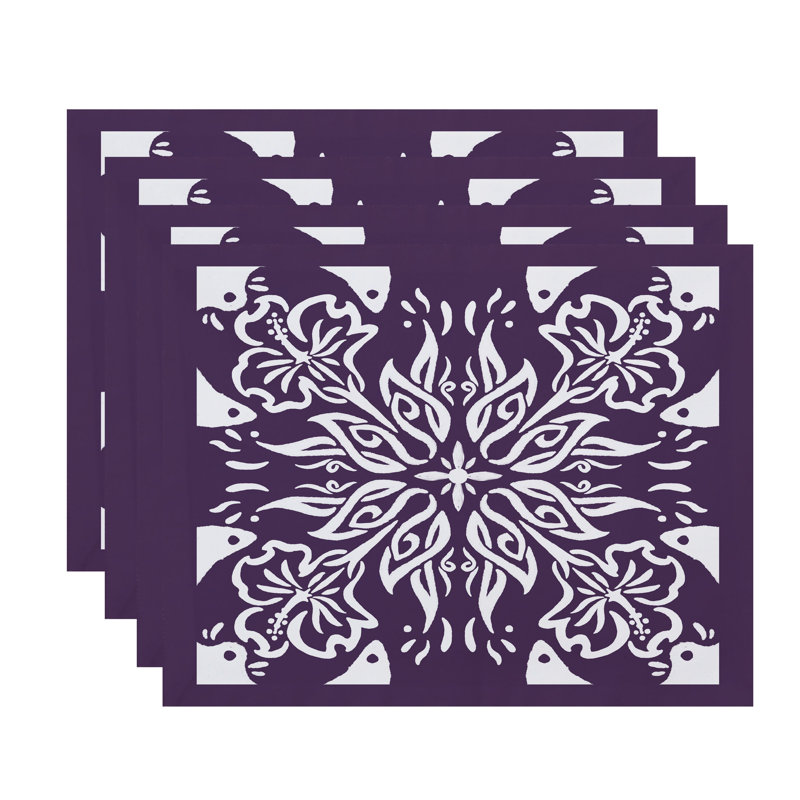 Aeryn Polyester Floral Rectangle Placemat, Purple