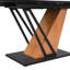 Table de salle à manger extensible, table rectangulaire géométrique avec structure en métal robuste et base en panneau de fibres à densité moyenne, plateau de table réglable en bois-1886414743