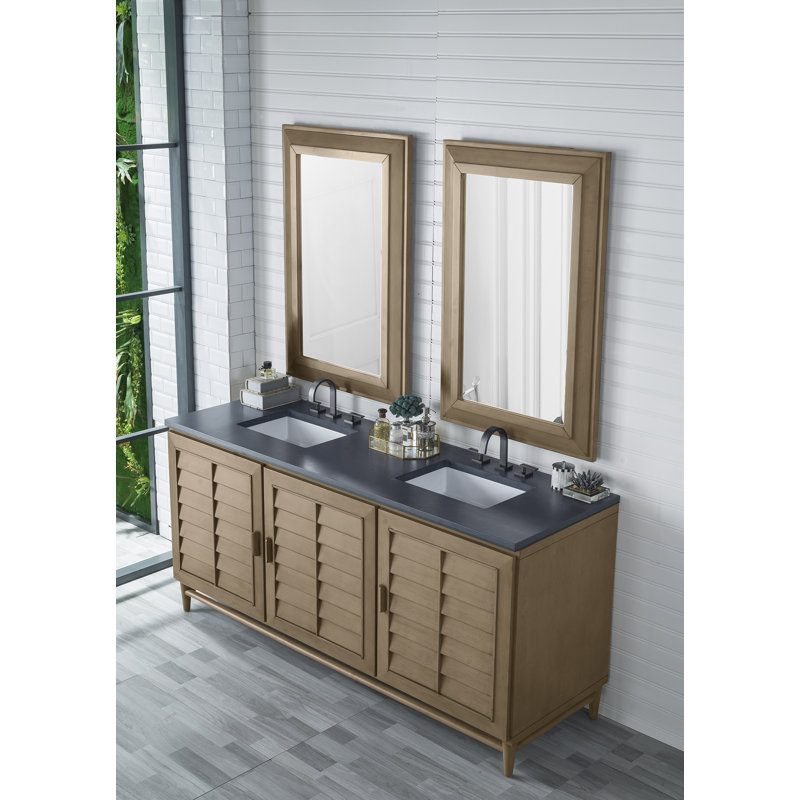 Broeder 72'' Double Bathroom Vanity with Top, Charcoal Soapstone, Widespread