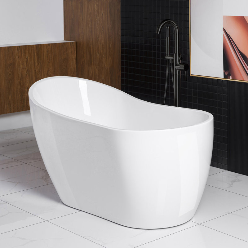 Baignoire de trempage autoportante en acrylique 54 "x 28" avec drain réversible, Noir mat