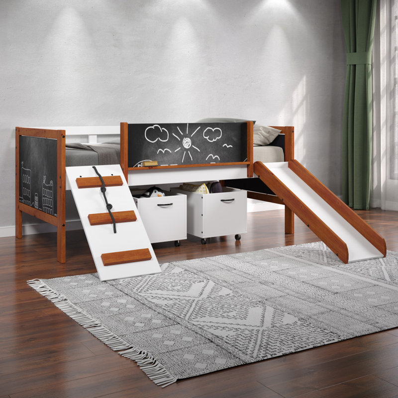 Lit mezzanine simple avec glissade Cherry Oak