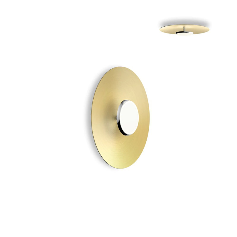 Sky Flush Dome, 18" H x 18" W x 4" D, Brushed Brass, Polished Aluminum