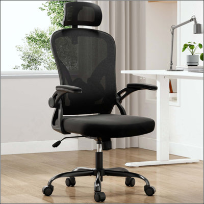 Chaise de bureau ergonomique, chaise de bureau avec appui-tête, chaise d'ordinateur à haut dossier avec accoudoirs et support lombaire réglable pour la salle d'étude de bureau à domicile