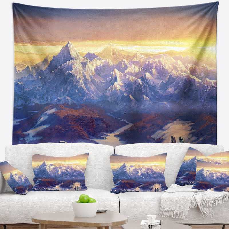 Tapisserie «Winter Mountains with Touristes», H 50 po x l 60 po