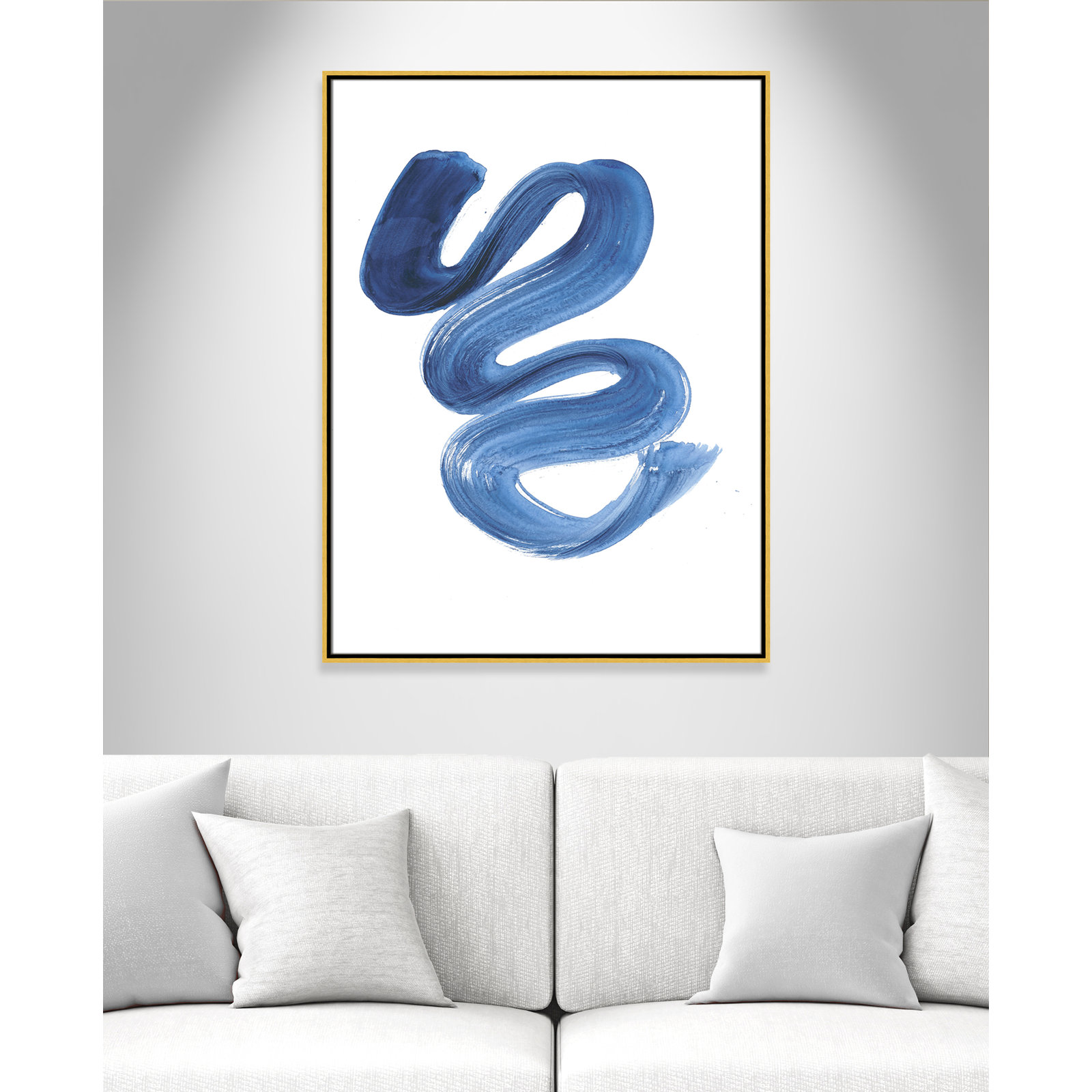 Slinky Indigo II by Filippo Ioco  - Painting Print, Gold Framed Canvas, 41.5" H x 31.5" W x 2" D