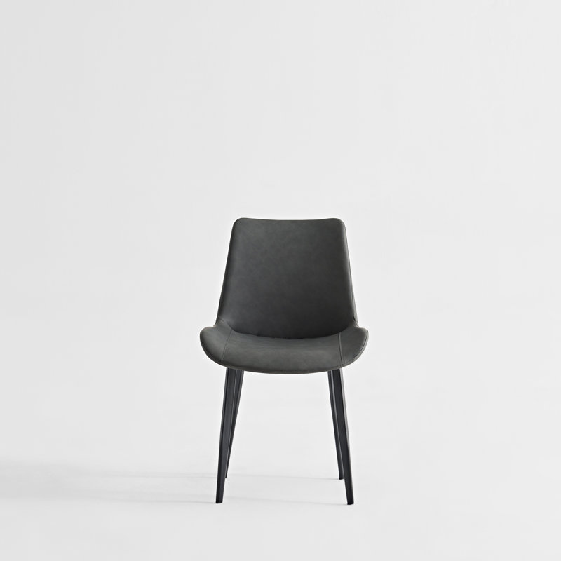 Chaises de salle à manger en cuir de polyuréthane gris et pieds en fer (2 pièces)