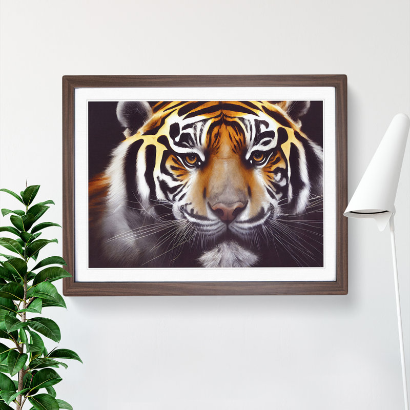 Lovely Tiger 1 Piece Single Picture Frame Wall Art, 34cm H x 46cm W, Brown