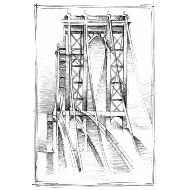 Art Deco Bridge Study I by Ethan Harper - Wrapped Canvas Print, 30cm H x 20cm W x 3.8cm D