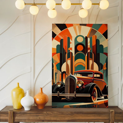 Wall Art Canvas Art Deco Dream Machine 1930S Car And Surreal Architecture Print Ready To Hang Gallery Wrapped Home Decor Modern Design