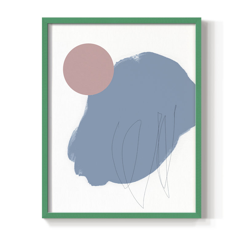 «Elementary Abstract I», reproduction encadrée - bois massif, Cadre simple vert, H 10 po x l 8 po