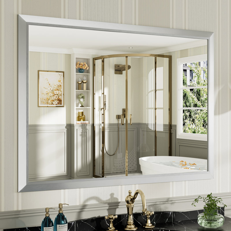 Miroirs de salle de bain modernes et contemporains en métal biseauté rectangulaire / carré avec verre trempé HD