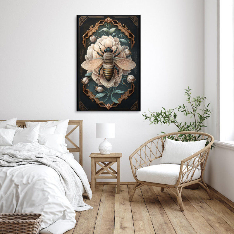 Magnolias et abeilles - impression sur toile tendue, H 36 po x l 24 po x P 1,25 po