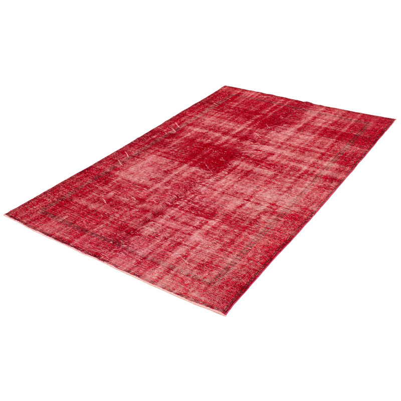 Tapis rouge foncé en laine noué à la main de conception unique 2000 pi 5 pi 11 po x 9 pi 8 po Odena