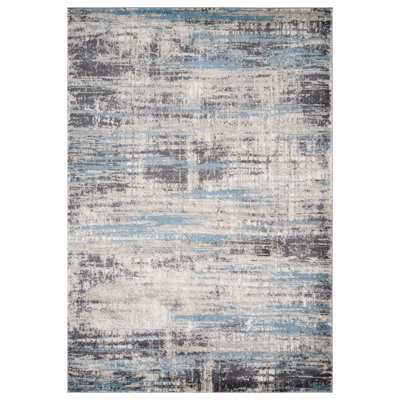 Mackensy Abstract Blue Power-Loom Area Rug
