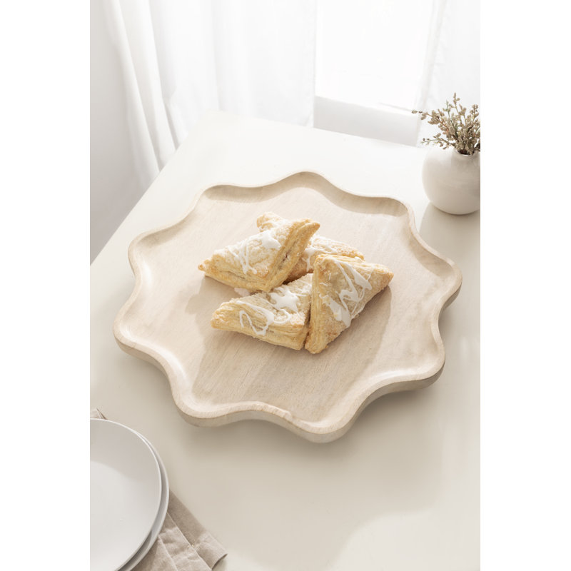 Alezar Round Scalloped Lazy Susan Tray