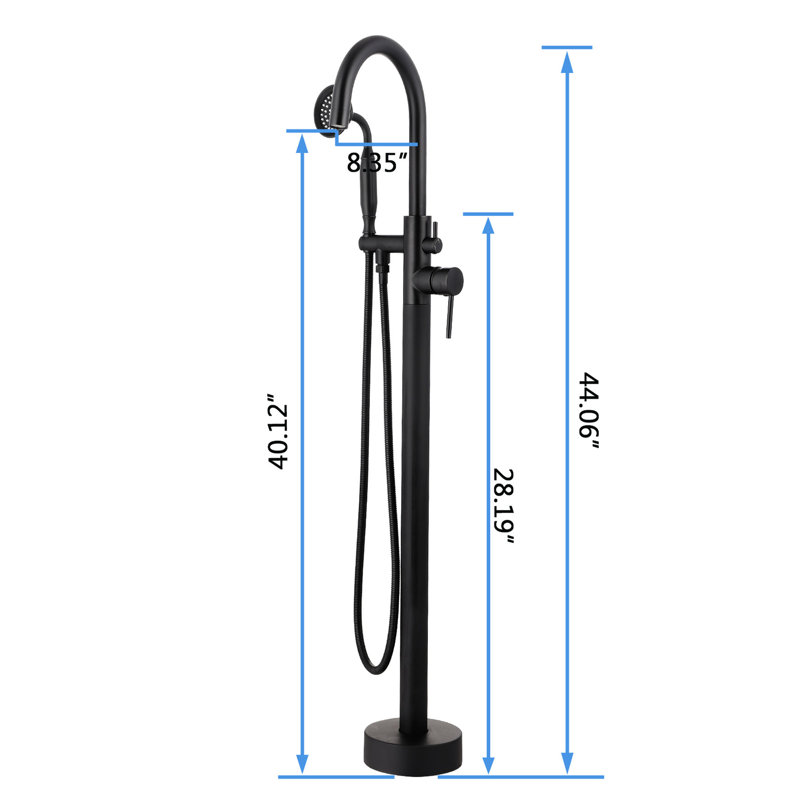 Floor-mounted Freestanding Bathtub Faucet - Beautiful And Practical Design In Matte Black Tub Handheld Shower For Convenient Cleaning Bathing