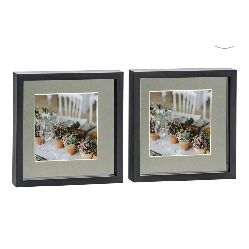 Nicola Spring - 3D Box Photo Frames, 22.5cm H x 22.5cm W x 3.5cm D, Black/Grey