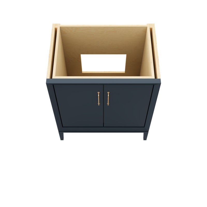 Meuble-lavabo simple Alexandra, Bleu La Haye, Or satiné, 30"