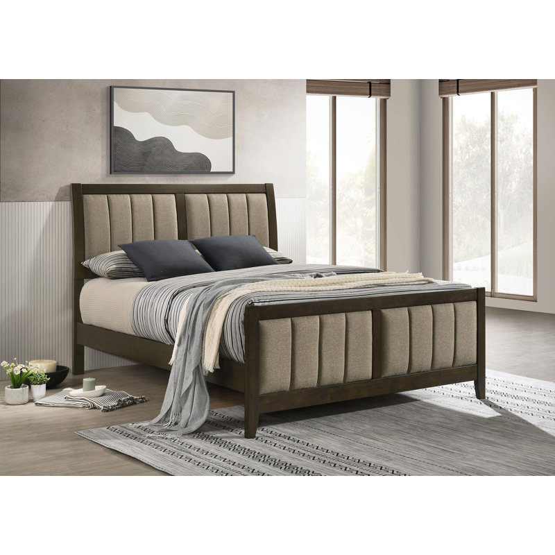 Lit tapissier Iklagh 51 po cacao foncé, Grand lit