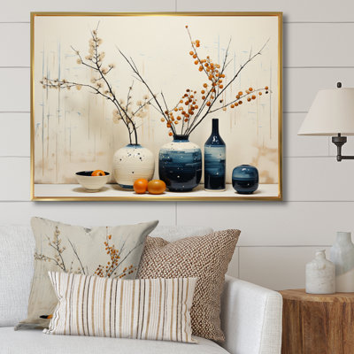«Blue Beige Minimalist Oasis Pottery», reproduction d'art sur toile