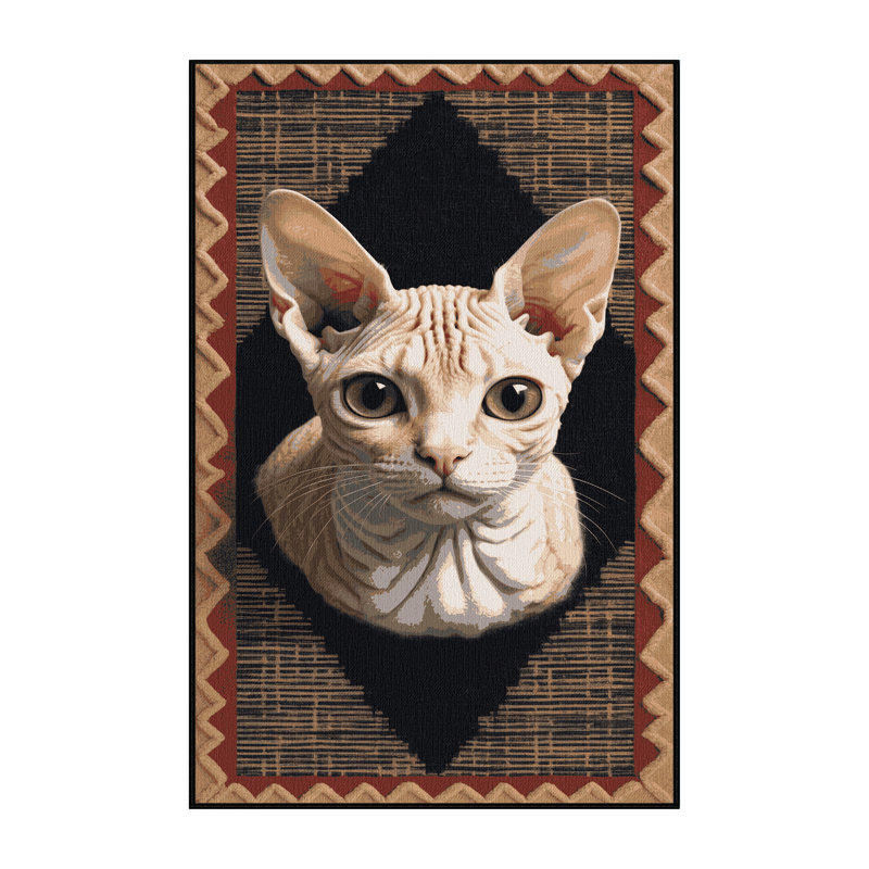 Washable Dwelf Cats Area Rug, Rectangle 3' x 5'