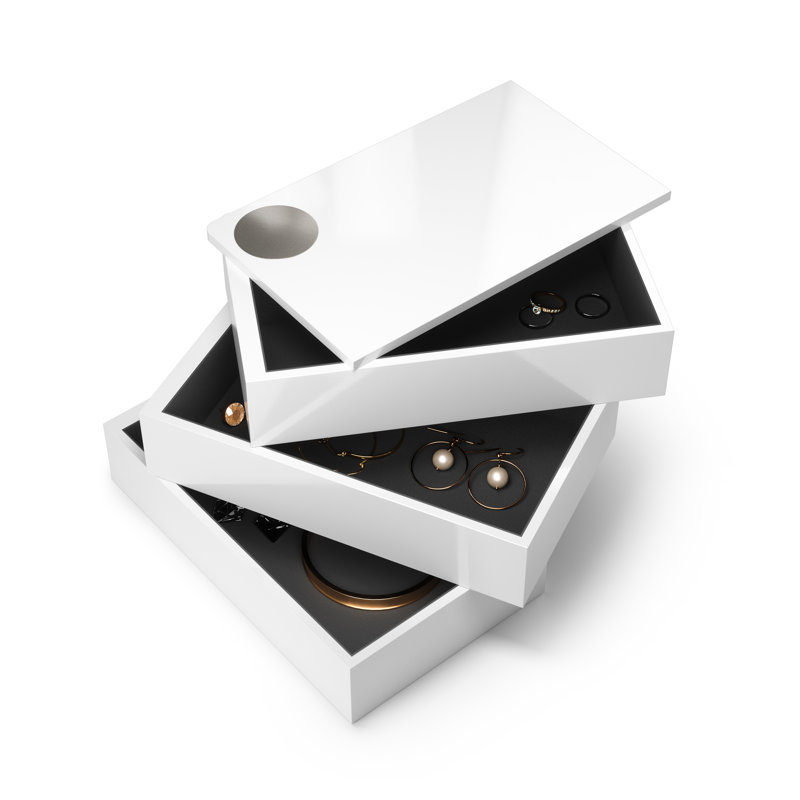 Spindle White Storage and Jewelry Box