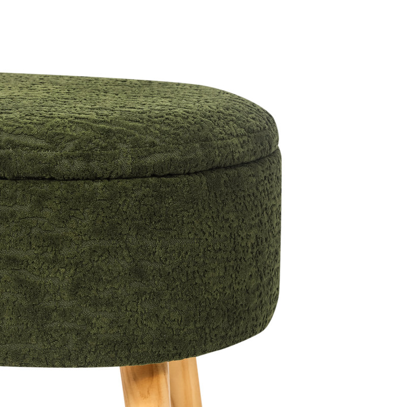 Repose-pieds rond avec rangement,  Noir / vert