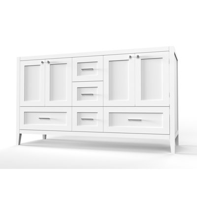 Disar 60'' Double Bathroom Vanity Base Only in White