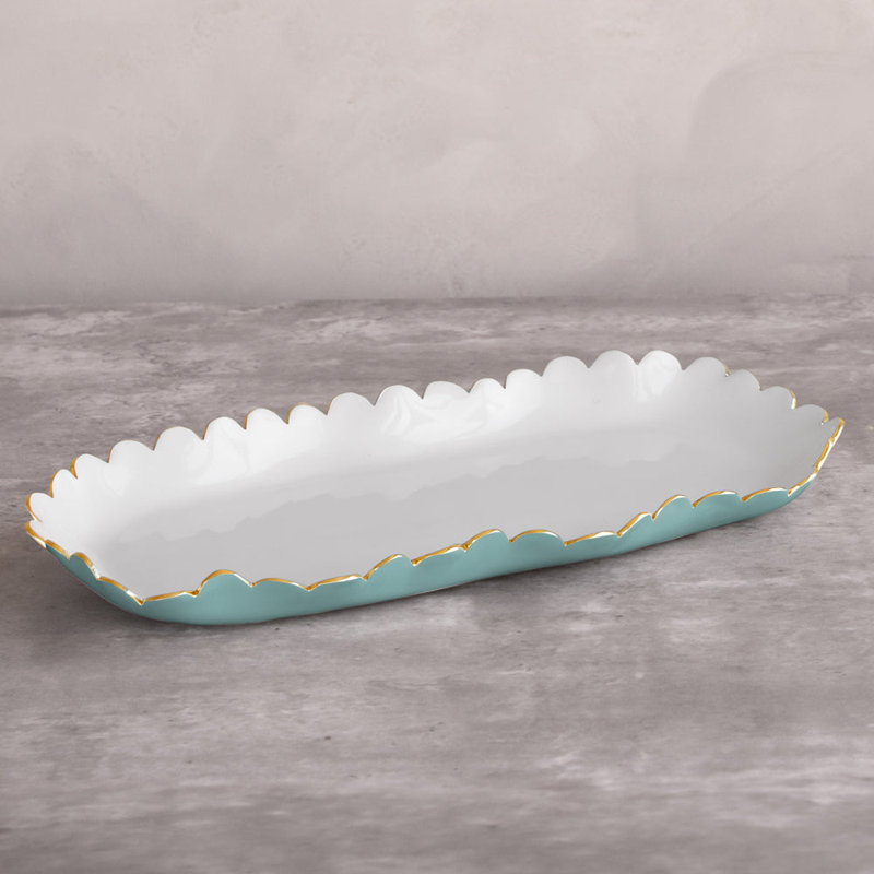 ENCANTO Colette Oblong Tray, Turquoise;White