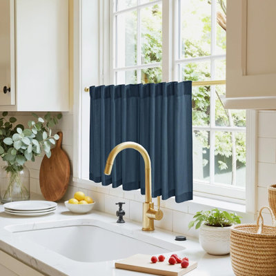  Kitchen Curtains for Small Windows 2 Tier Panels Back Tab Pocket Burlap Linen Sheer Cafe Curtain for Bathroom Cabinet,Farmhouse Window Covering