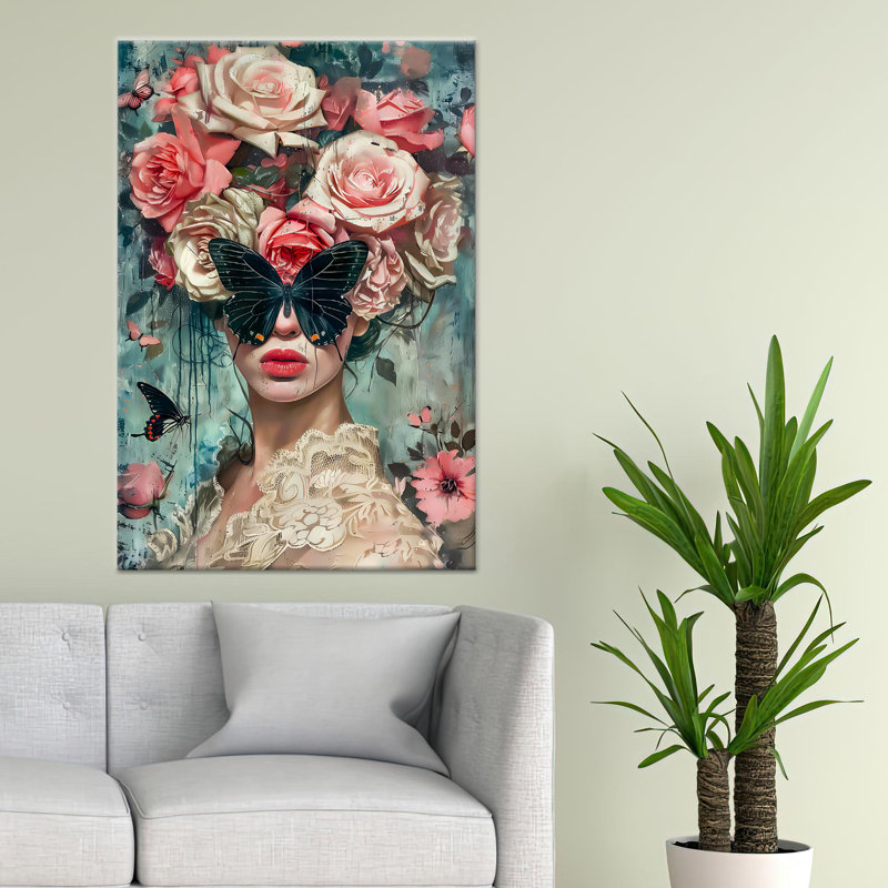 Impression sur toile «Enchanting Butterfly»: décor graphique moderne, toile tendue 1P, H: 27,6 po x l: 19,7 po