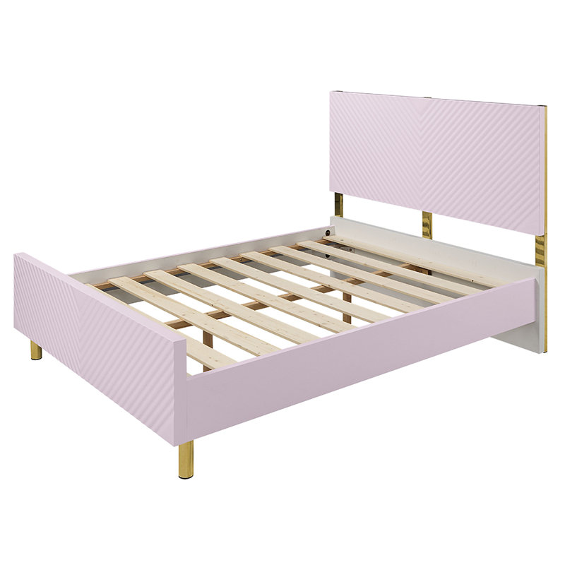 Wilkens Bed, Full, Pink High Gloss