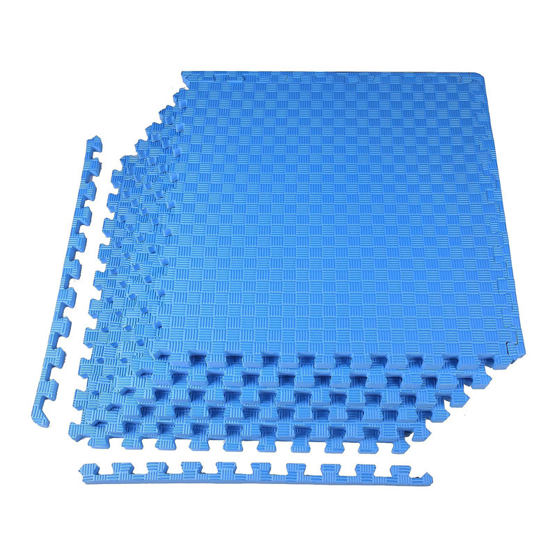 Balancefrom Fitness 144 Sq Ft Interlocking EVA Foam Exercise Mat Tiles, Blue