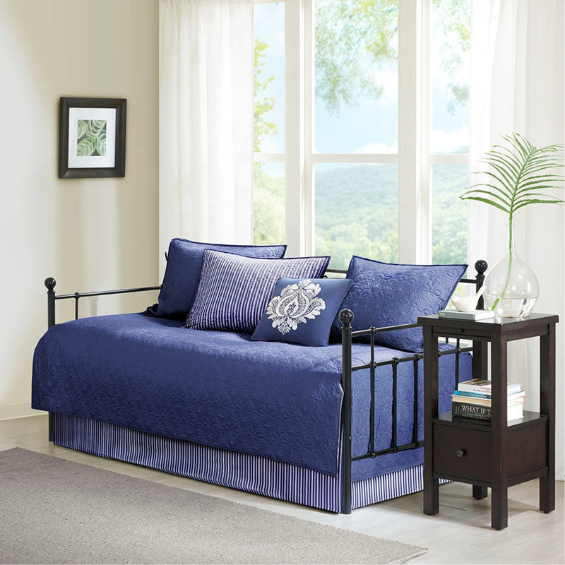 6 Piece Reversible Daybed Cover Set With Antimicrobial Treatment, Elegant Stitching, And Cozy Comfort For Twin Mattresses
