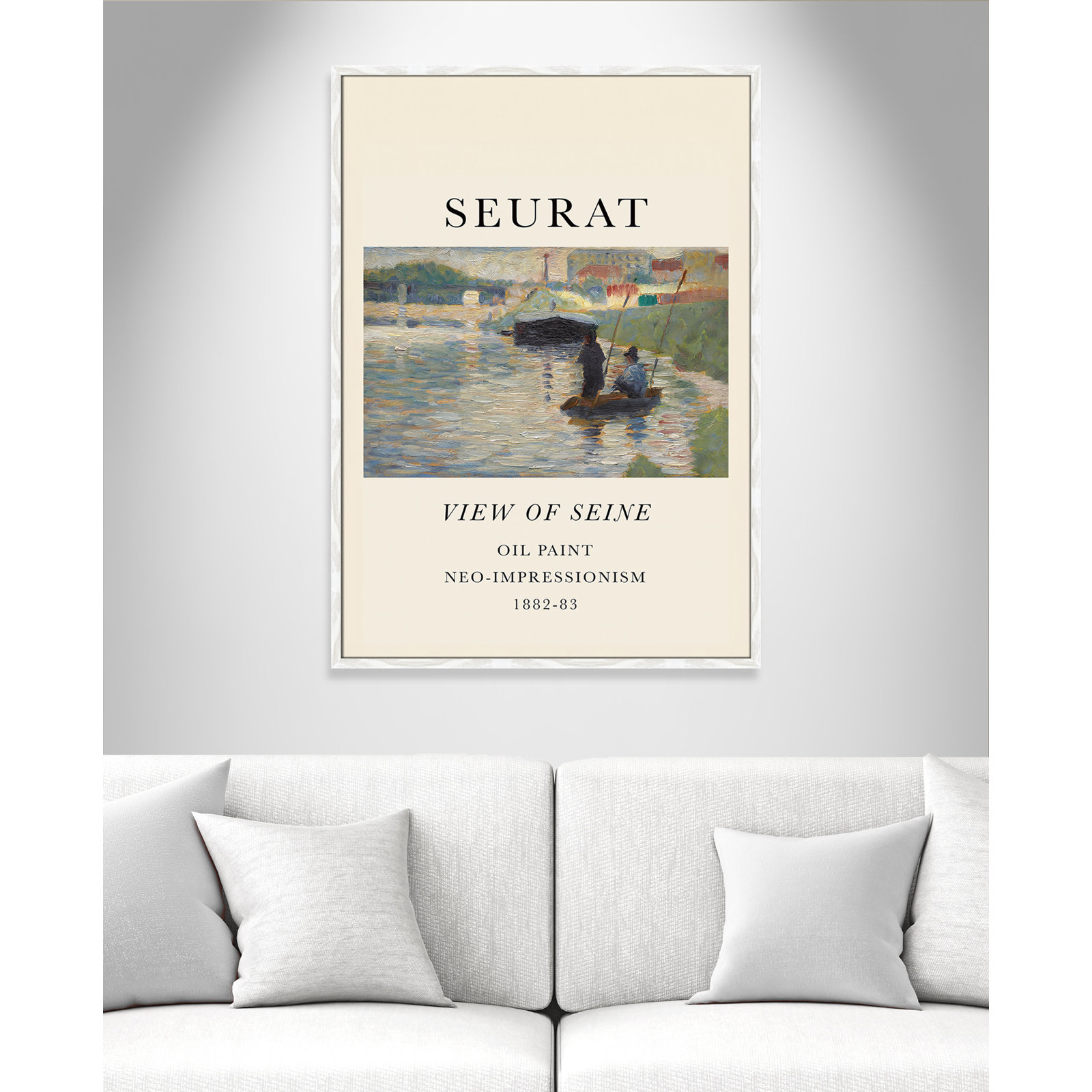 View Of Seine by Georges Seurat, No, White Single Picture Frame, 41.5" H x 29.5" W x 0.75" D