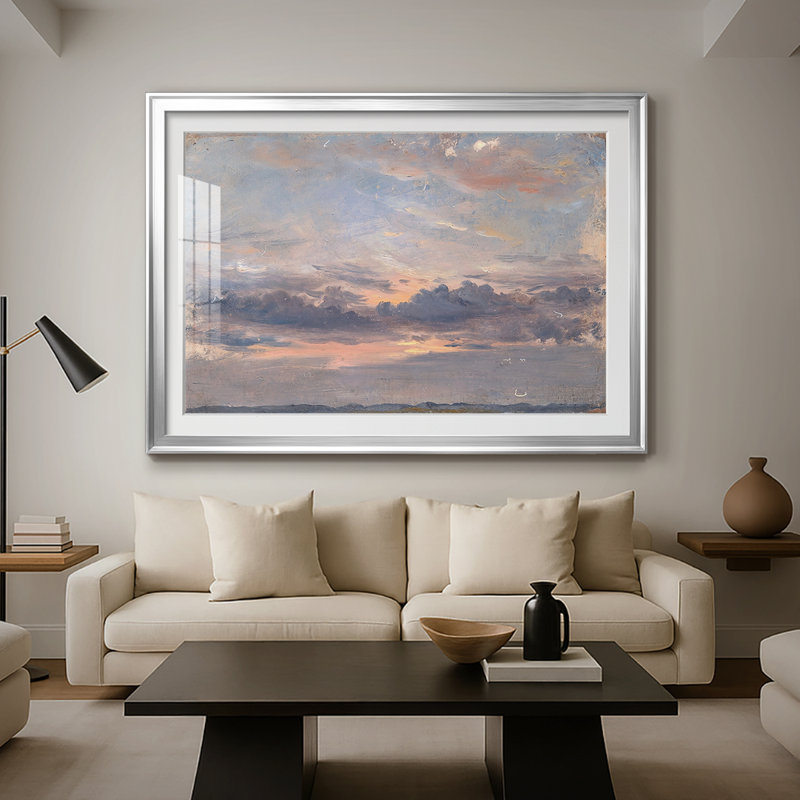 Étude de nuages - John Constable - Toile tendue avec châssis, c. 1821-1822, 26,5 x 36,5, Impression encadrée, Argent