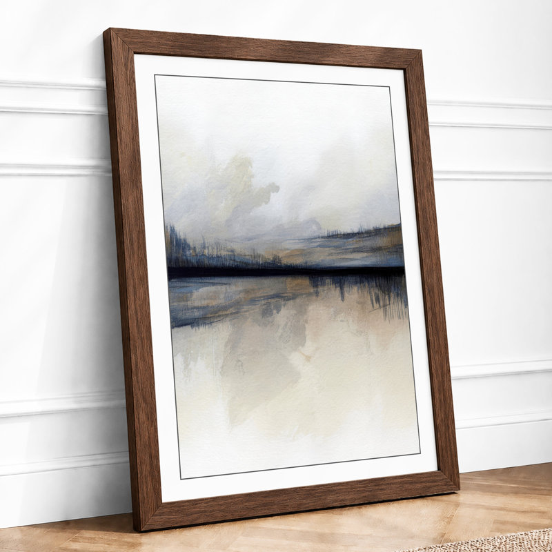 Quiet Northern Lake Scandinavian - Framed Print, A1 - 84.1 x 59.4 cm, Walnut