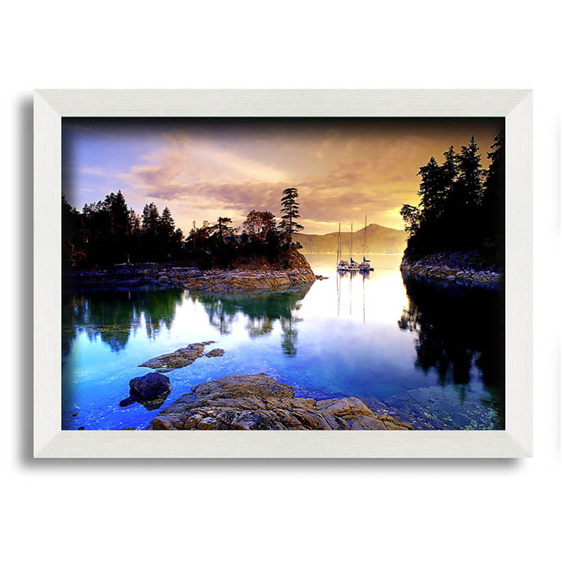 Curme Islands - Single Picture Frame Print on Canvas, White Framed Paper, 84.1cm H x 118.9cm W x 3cm D