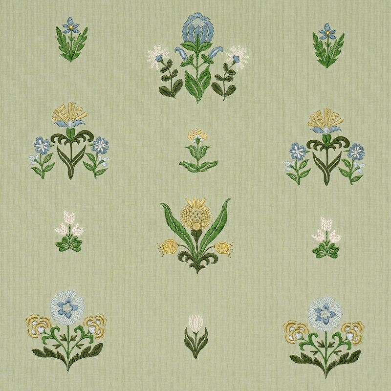 Elmslie Embroidery Fabric, Leaf
