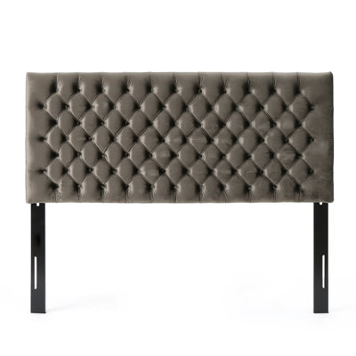 Tufted Upholstered Queen Size Bed Headboard in Modern Button Design, Adjustable Solid Wood Head Board, Solid Wood Head Board with Durable Metal Legs i