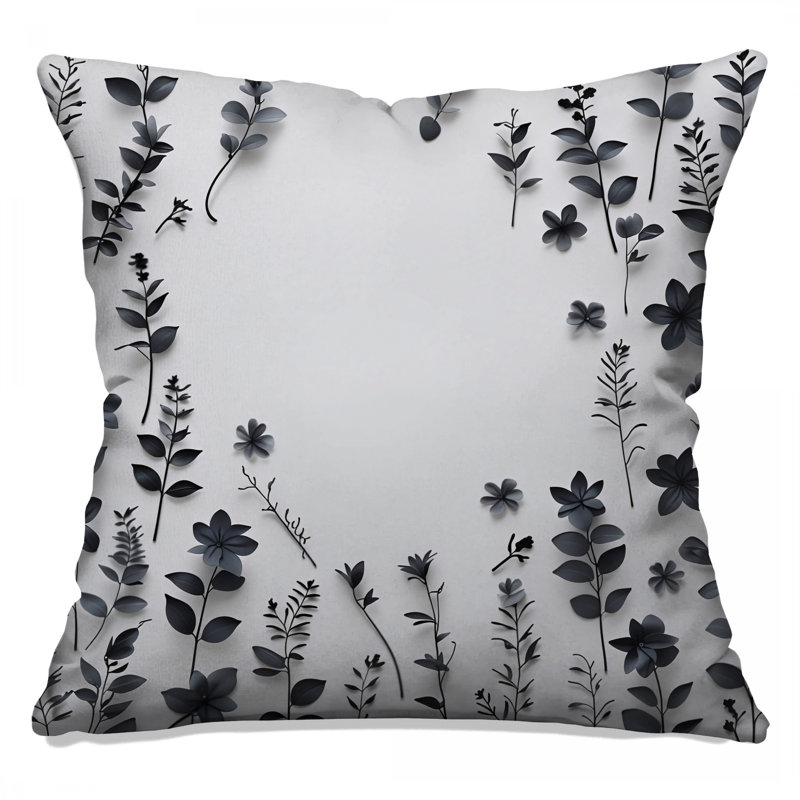 Coussin Black Flowers, 18 po x 18 po
