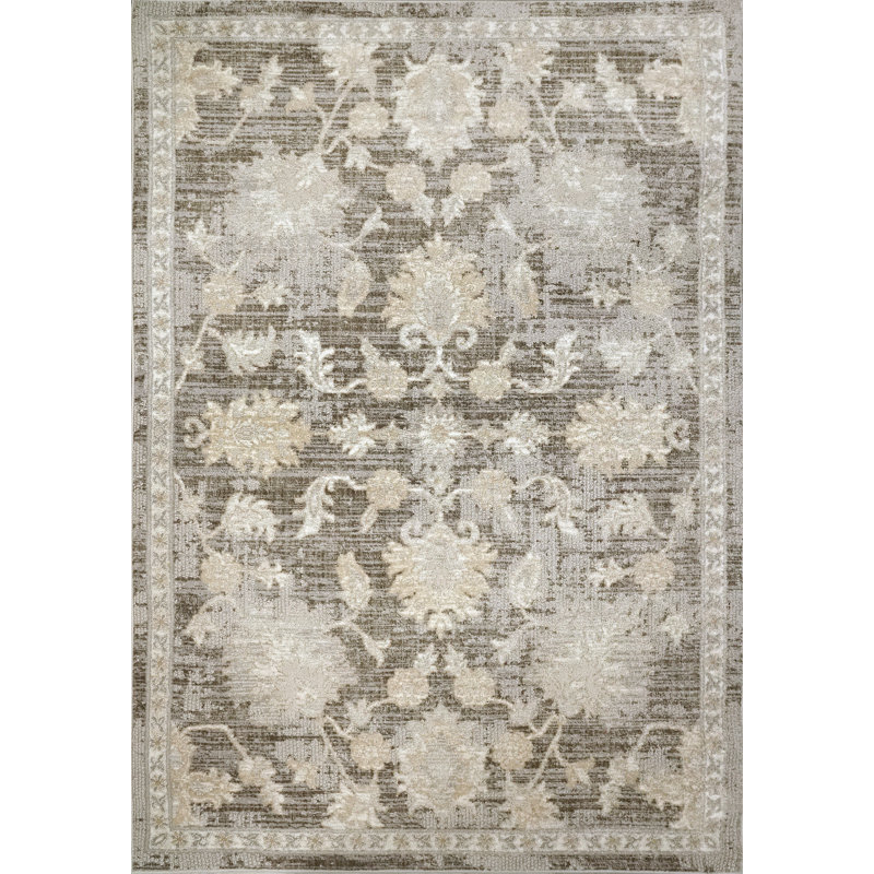 Tapis oriental en polyester Bowdoinham, Rectangle 6 pi 7 po x 9 pi 6 po