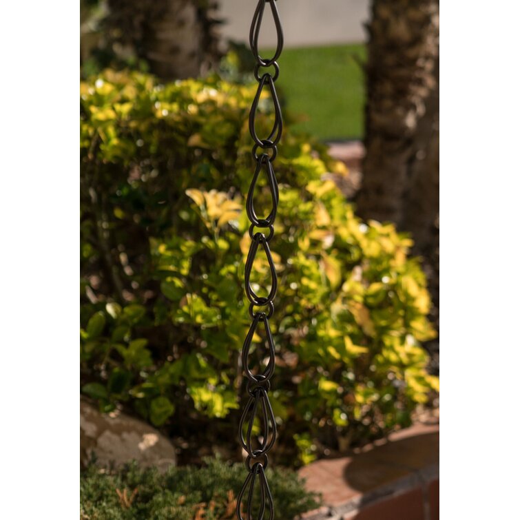 Monarch Aluminum Teardrop Rain Chain 8-1/2-ft Length Black