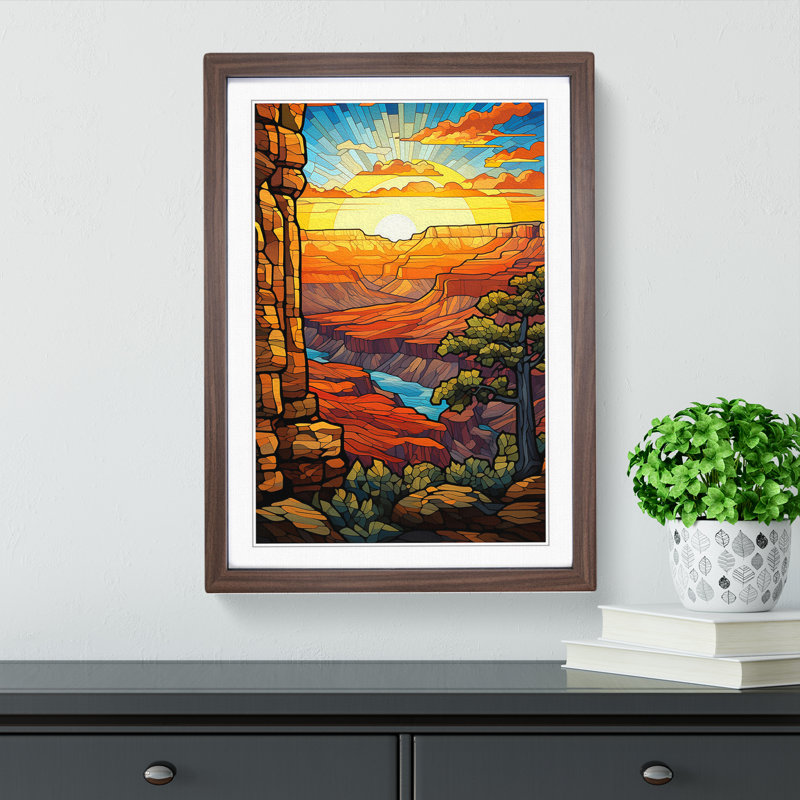 Grand Canyon Nouveau No.2 - Single Picture Frame Print on Wood