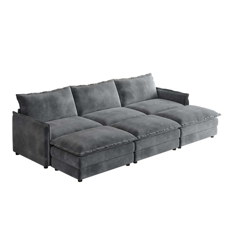 Canapé en tissu 3 places Corduroy, Gris