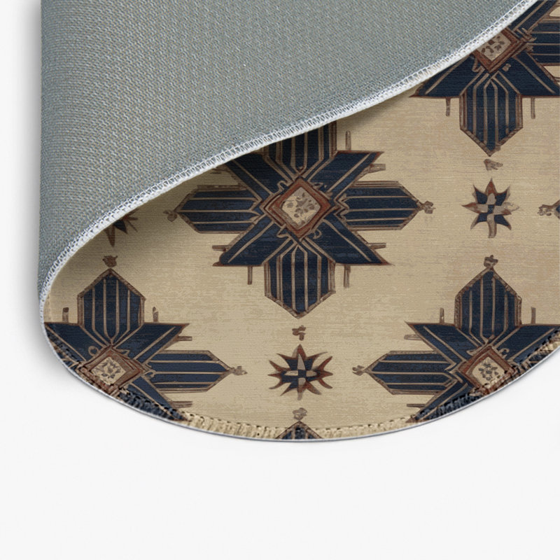 ArtDeco Brown Indoor and Outdoor Area Rug, Round 5'