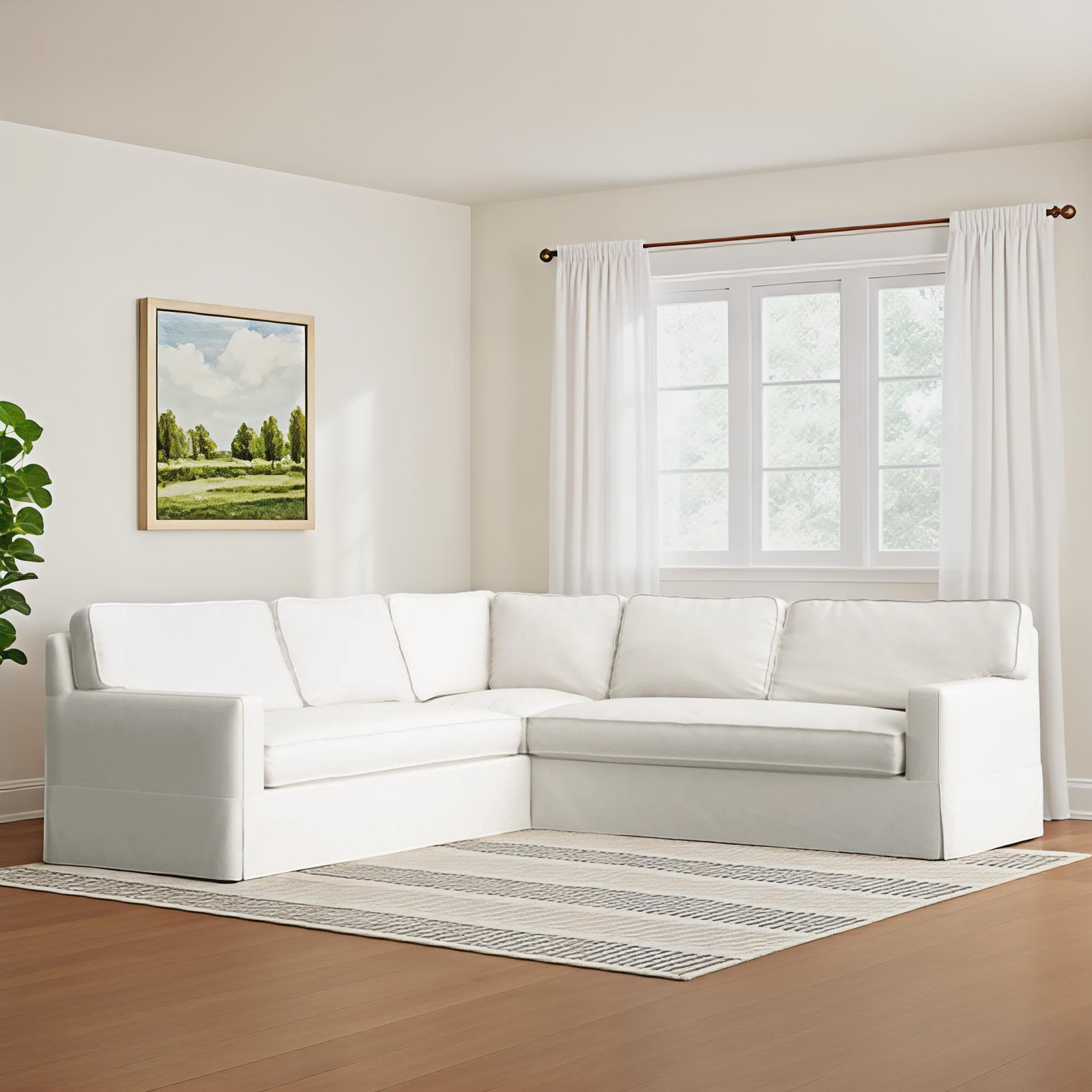 Taylor Slipcovered L-Sectional, Bayou Off White Canvas