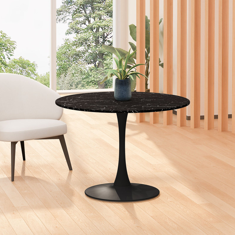Cherod Round Dining Table, Black, 28.74" H x 42.12" L x 42.12" W